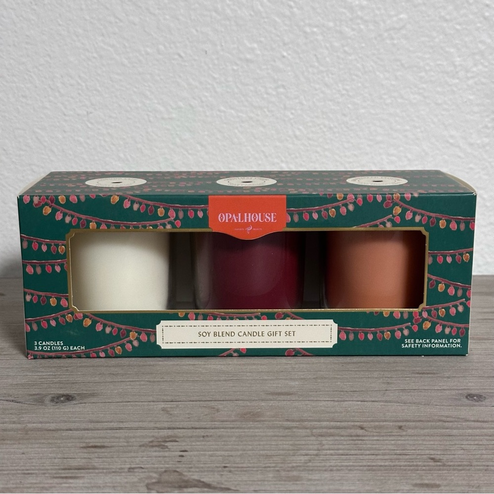 Opalhouse Festive Soy Candle Trio - White, Red, Orange